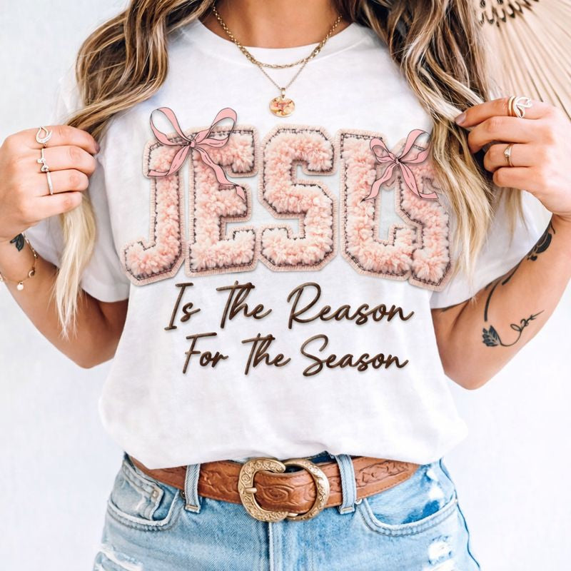 JESUS IS THE REASON FOR THE SEASON - PINK BOW