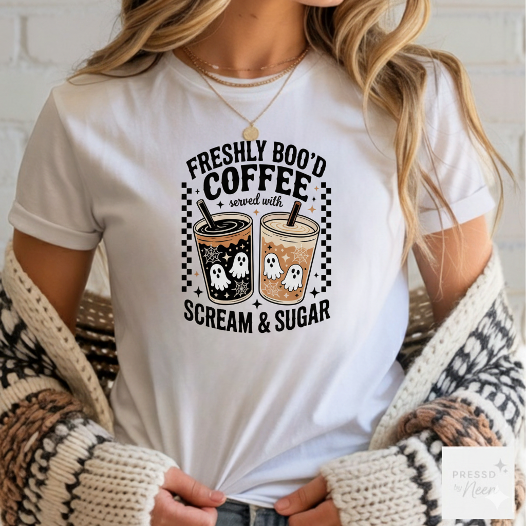 Freshly BOO'D Coffee Served with Scream & Sugar DTF Transfer ONLY