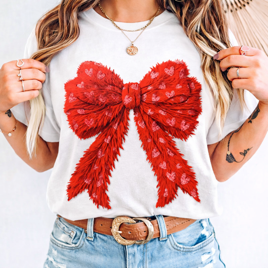 Fuzzy Red Bow Valentine